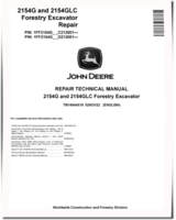 John Deere 2154G and 2154GLC Forestry Excavators (SN. from C212001, D212001) Repair Manual (TM14044X19)