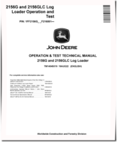 John Deere 2156G and 2156GLC Log Loaders (SN. from F216001) Operation and Test Manual (TM14045X19)