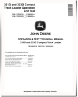 John Deere 331G and 333G Compact Track Loaders (SN. from F300253) Operation and Test Manual (TM14062X19)