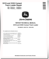 John Deere 331G and 333G Compact Track Loaders (SN. from F300253) Repair Manual (TM14064X19)