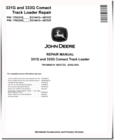 John Deere 331G and 333G Compact Track Loaders (SN: E314413-387237) Repair Manual (TM14068X19)