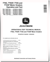 John Deere 770G, 770GP, 772G and 772GP Motor Graders (SN. C678818-680877, D678818-680877) Operation and Test Manual (TM14076X19)