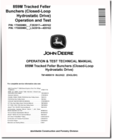 John Deere 859M Tracked Feller Bunchers (Closed-Loop Hydrostatic Drive) Operation and Test Manual (TM14089X19)