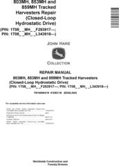John Deere 803MH,853MH,859MH (SN.F293917-,L343918-) Harvester (Closed-Loop) Repair Manual TM14094X19