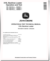 John Deere 310L Backhoe Loaders (SN. from A000001, C000001, D000001) Operation and Test Manual (TM14156X19)