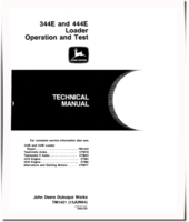 John Deere 344E and 444E Wheel Loaders Operation and Test Manual (TM1421)