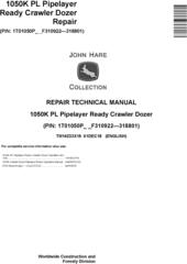 John Deere 1050K PL (SN. F310922-318801) Pipelayer Ready Crawler Dozer Repair Manual (TM14233X19)
