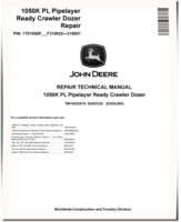 John Deere 1050K PL (SN: F310922-318801) Pipelayer Ready Crawler Dozers Repair Manual (TM14233X19)