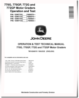 John Deere 770G, 770GP, 772G and 772GP Motor Graders (SN. from F680878, L700954) Operation and Test Manual (TM14244X19)