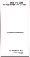 John Deere 3325 and 3365 Professional Turf Mowers Technical Manual (TM1427)