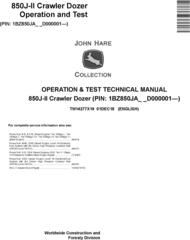John Deere 850J-II (SN. D000001-) Crawler Dozer Operation & Test Technical Manual (TM14277X19)