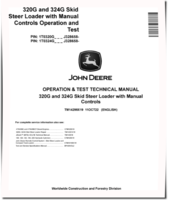 John Deere 320G and 324G Skid Steer Loaders with Manual Controls (SN. from J328658) Operation and Test Manual (TM14299X19)