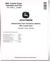 John Deere 850L (SN. from F352989) Crawler Dozers Operation and Test Manual (TM14353X19)