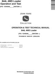 John Deere 844L 4WD Loader Operation & Test Technical Manual (TM14368X19)