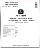 John Deere 700L (SN: F383562-) Crawler Dozers Operation and Test Manual (TM14426X019)
