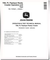 John Deere 700L PL (SN. from F383562) Pipelayer Ready Crawlers Operation and Test Manual (TM14432X019)