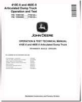 John Deere 410E and 460E Series II Articulated Dump Trucks (SN. from F708125) Operation and Test Manual (TM14449X019)