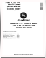 John Deere 410L Backhoe Loaders and 310SL HL Side Shift Backhoe Loaders (SN. from F390996) Operation and Test Manual (TM14470X019)