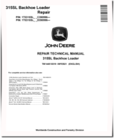 John Deere 315SL Backhoe Loaders (SN. from C390996, D390996) Repair Manual (TM14481X019)