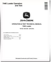 John Deere 744E 4WD Loaders Operation and Test Manual (TM1454)