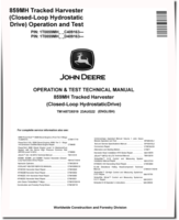 John Deere 859MH (Closed Loop Hydrostatic Drive) Tracked Harvesters Operation and Test Manual (TM14573X019)