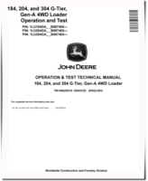 John Deere 184, 204 and 304 G-Tier 4WD Wheel Loaders (SN. from B067465) Operation and Test Manual (TM14602X019)