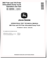 John Deere 260 P-Tier and 310 P-Tier Articulated Dump Trucks (SN. from F_06113) Operation and Test Manual (TM14668X019)