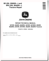 John Deere 9370R, 9420R, 9470R, 9520R, 9570R, 9620R Articulated Tractors, 9420RX, 9470RX, 9520RX, 9570RX and 9620RX Articulated Tracked Tractors Repair Manual (TM146719)