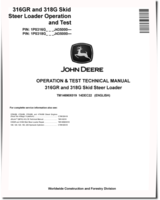 John Deere 316GR and 318G Skid Steer Loaders (SN. from J435000) Operation and Test Manual (TM14690X019)
