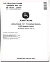 John Deere 315P Backhoe Loaders (SN. from CA00001, DA00001) Operation and Test Manual (TM14706X019)