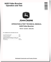 John Deere 643D Wheeled Feller Bunchers Operation and Test Manual (TM1481)