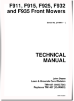 John Deere F911, F915, F925, F932 and F935 Front Mowers Technical Manual (TM1487)