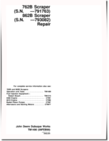 John Deere 762B (SN. up to 791763) and 862B (SN. up to 793082) Scrapers Repair Manual (TM1490)