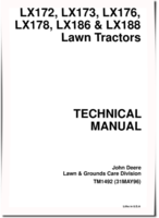 John Deere LX172, LX173, LX176, LX178, LX186 and LX188 Lawn Tractors Technical Manual (TM1492)