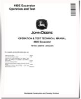 John Deere 490E Crawler Excavators Operation and Test Manual (TM1504)
