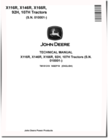 John Deere 107H, 92H, X116R, X146R and X166R Lawn Tractors Technical Manual (TM151319)