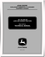 John Deere 425, 445 and 455 Lawn and Garden Tractors Technical Manual (TM1517)