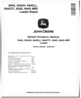 John Deere 544G, 624G, 644G 4WD Loaders, 544G LL Log Loaders and 544G TC Tool Cariers Repair Manual (TM1530)