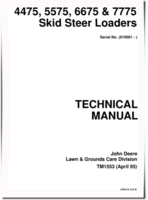 John Deere 4475, 5575, 6675 and 7775 Skid Steer Loaders Technical Manual (TM1553)