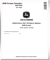 John Deere 862B (SN. from 793083) Scrapers Operation and Test Manual (TM1569)