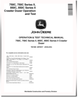 John Deere 750C, 850C, Series II 750C and 850C Crawler Dozers Operation and Test Manual (TM1588)