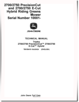 John Deere E-Cut Hybrid 2700, 2750, PrecisionCut 2700 and 2750 Riding Greens Mowers Technical Manual (TM159419)