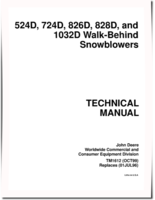 John Deere 1032D, 524D, 724D, 826D and 828D Walk-Behind Snowblowers Technical Manual (TM1612)