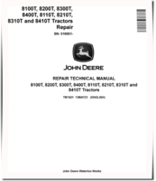 John Deere 8100T, 8110T, 8200T, 8210T, 8300T, 8310T, 8400T and 8410T Tracked Tractors (SN. from 010001) Repair Manual (TM1621)