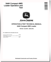John Deere 244H Compact 4WD Loaders Operation and Test Manual (TM1628)