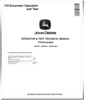 John Deere 110 Crawler Excavators (Metric) Operation and Test Manual (TM1657)