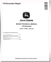 John Deere 110 Crawler Excavators (Metric) Repair Manual (TM1658)