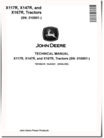 John Deere X117R, X147R and X167R Lawn Tractors (SN: 010001-) Technical Manual (TM166419)