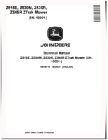 John Deere Z515E, Z530M, Z530R and Z545R ZTrak Zero-Turn Mowers Technical Manual (TM166719)