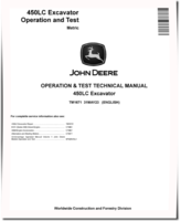 John Deere 450LC Crawler Excavators (Metric) Operation and Test Manual (TM1671)